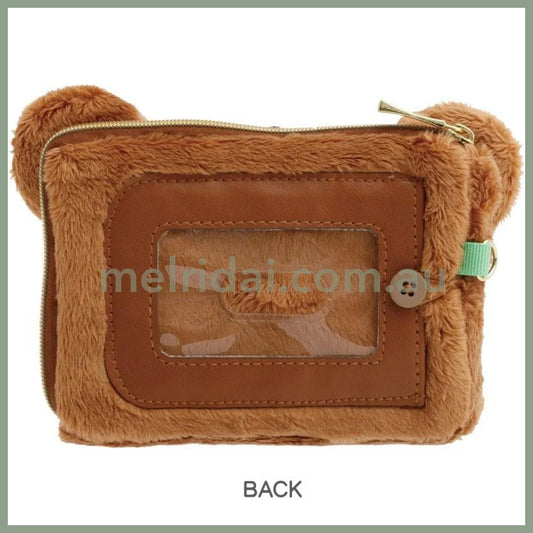 SAN-X | Rilakkuma Chairoikoguma Plush Square Pass Case Pouch Reel 100×130×20mm