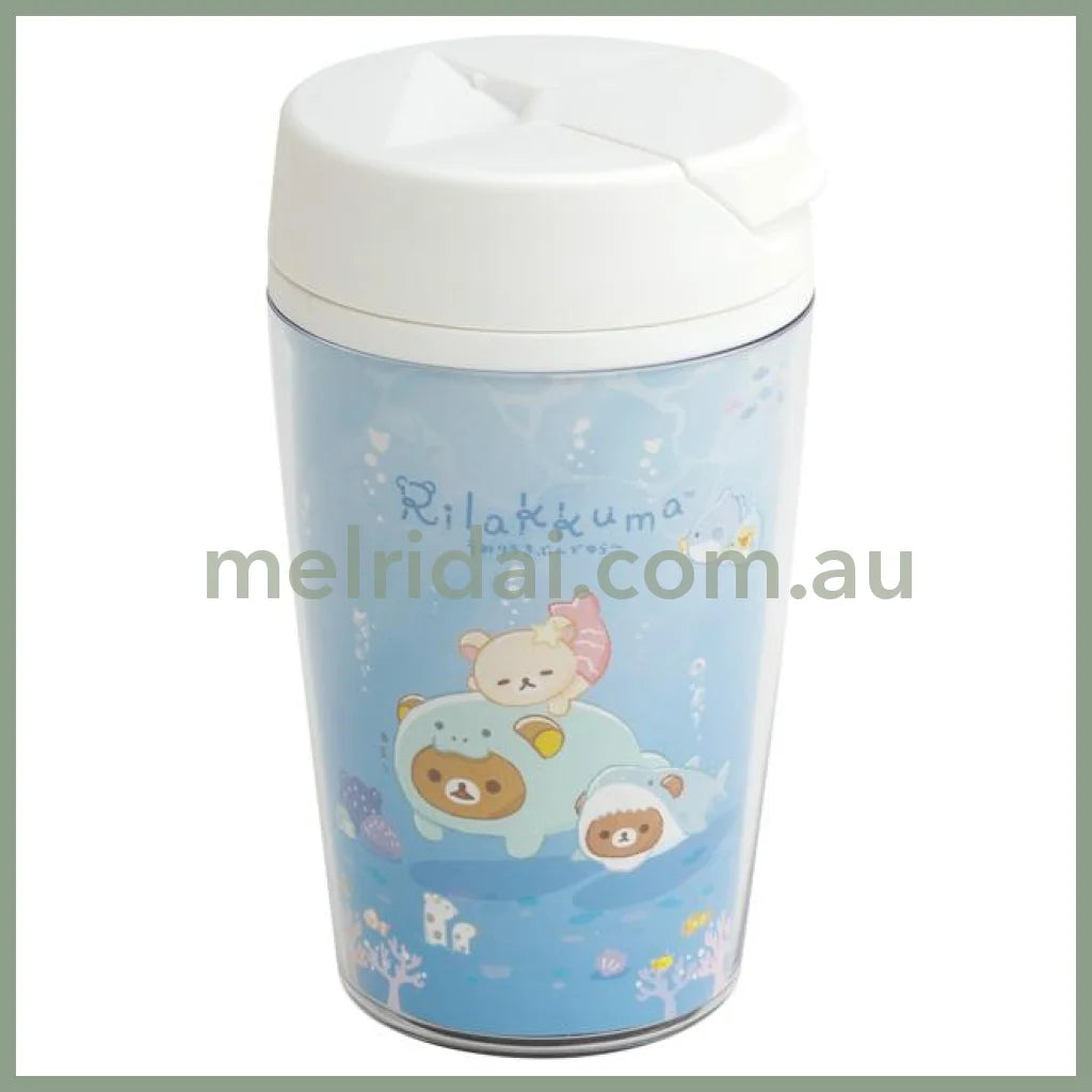 San-X | Rilakkuma Clear Tumbler (Relax Mood In The Ocean) 350Ml 轻松熊 随身杯/便携咖啡杯 底部防滑设计(海洋系列)