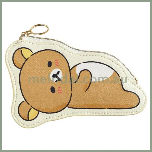 San-X | Rilakkuma Coin Case H95 X W135Mm (Minna De Manpuku Makumaku) 轻松熊造型 皮质拉链零钱包/硬币包(披萨料理/吃货系列)