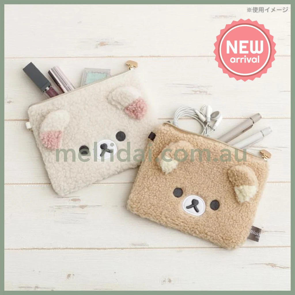 SAN-X | Rilakkuma Flat Pouch 120×170×15mm (New Basic BOA ITEMS Moko Moko Fluffy)