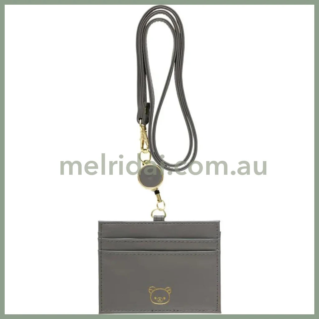 SAN-X | Rilakkuma ID Holder Card Case Reel 80×100mm (Gray Black)