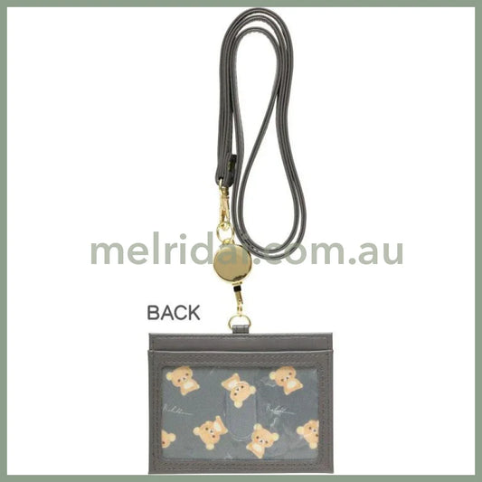 SAN-X | Rilakkuma ID Holder Card Case Reel 80×100mm (Gray Black)