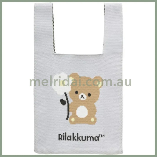 SAN-X | Rilakkuma Jacquard Woven Mini Tote Bag Knit Bag 360×200mm(Basic Rilakkuma Flower)