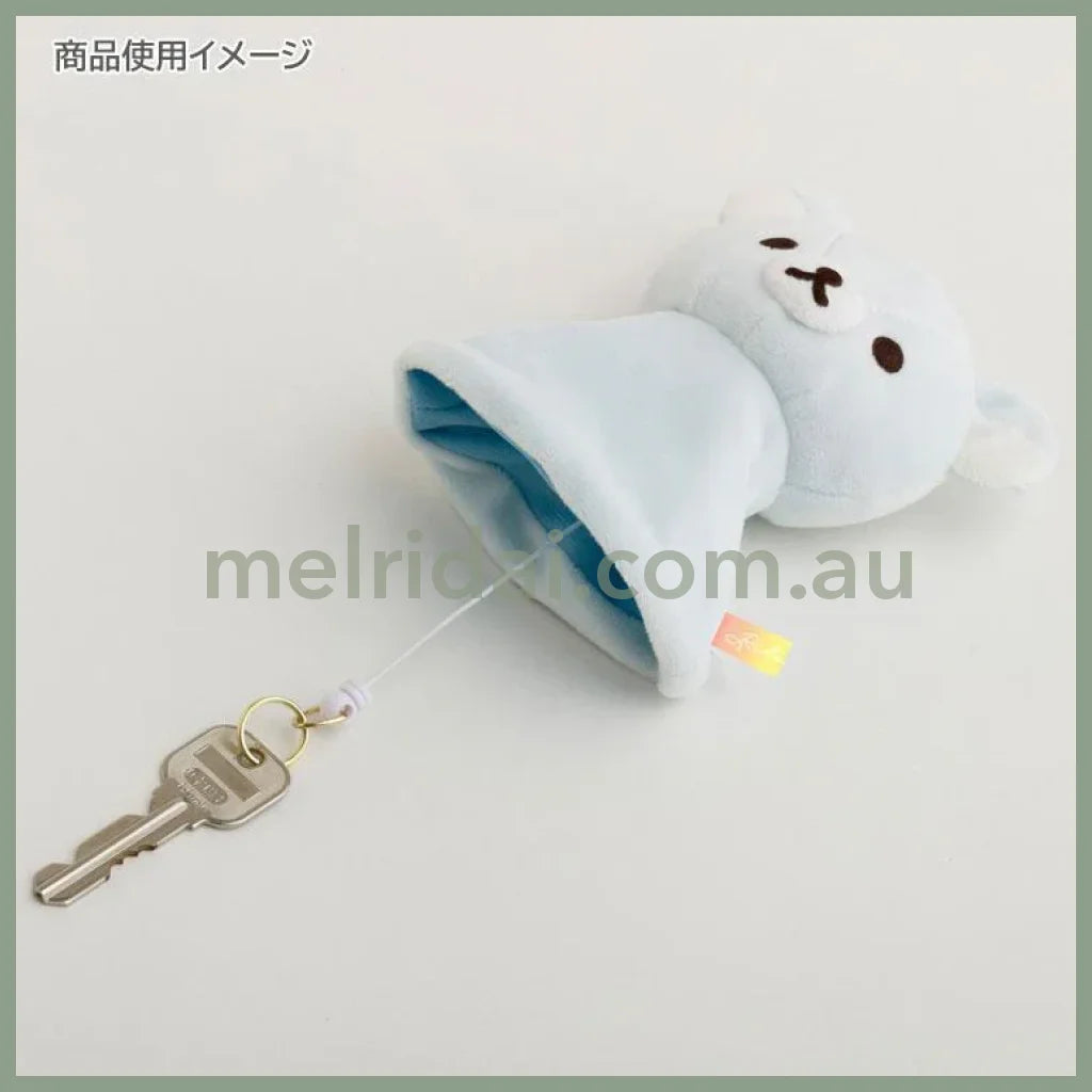 SAN-X | Rilakkuma Keychain Key Holder Reel Blue 130×95×50mm (Umbrella Rain then Sunny)