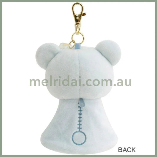 SAN-X | Rilakkuma Keychain Key Holder Reel Blue 130×95×50mm (Umbrella Rain then Sunny)