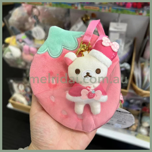 SAN-X | Rilakkuma Korilakkuma with Strawberry Mascot Holder Plush Keychain