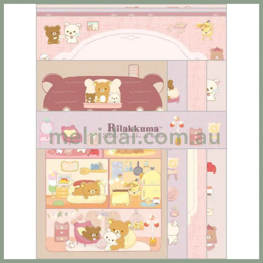 San-X | Rilakkuma Letter Set - 24 Sheets Of Letter Paper 12 Envelopes 4 Designs (Lovely House)
