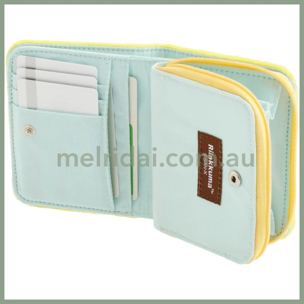 SAN-X | Rilakkuma Mascot Plush Face Bifold Wallet 110×120×35mm (Kiiroitori)