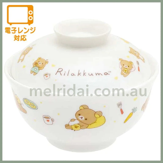 San-X | Rilakkuma Pottery Bowl With Lid 120×150Mm //