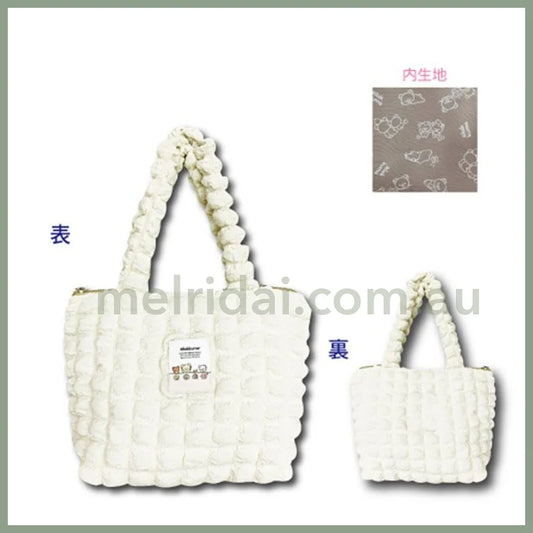 San-X | Rilakkuma Puffy Cloud Hand Bag Mini Tote With Zipper H20 X W30 D10 轻松熊 云朵手提包/午餐袋/迷你托特包 有拉链