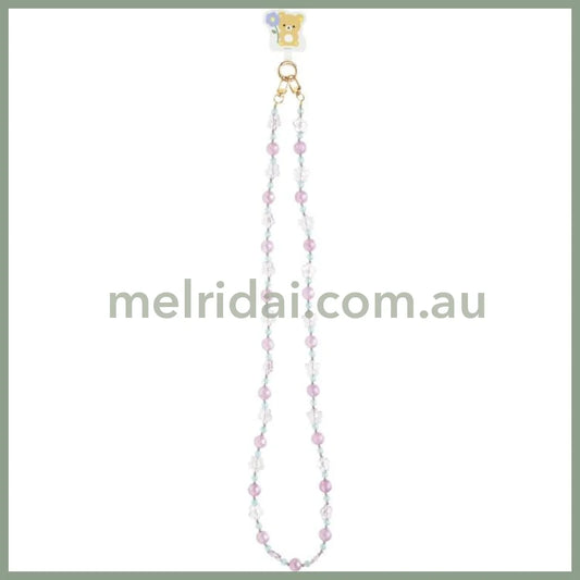 SAN-X | Rilakkuma Smartphone Shoulder Strap 218×80×30mm (Basic Rilakkuma Flower Sparkling Bead)