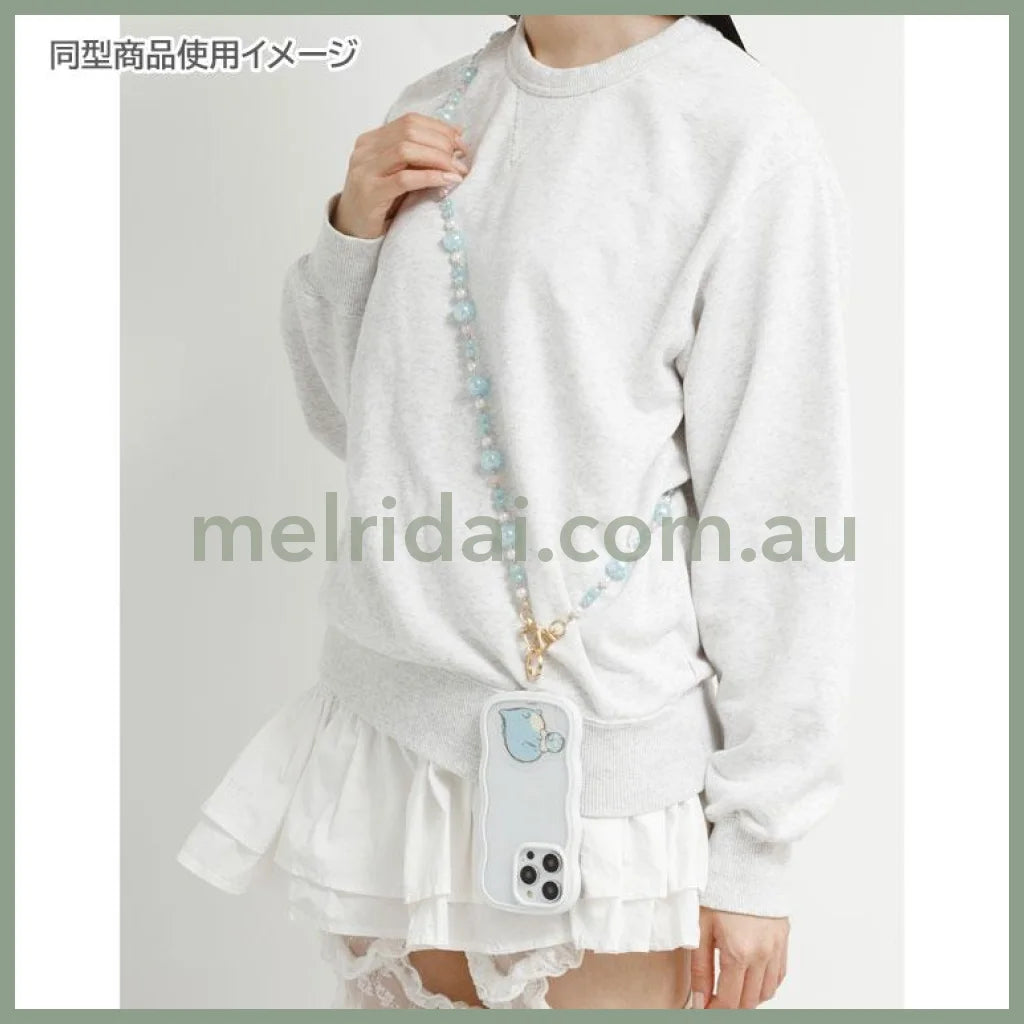 SAN-X | Rilakkuma Smartphone Shoulder Strap 218×80×30mm (Basic Rilakkuma Flower Sparkling Bead)