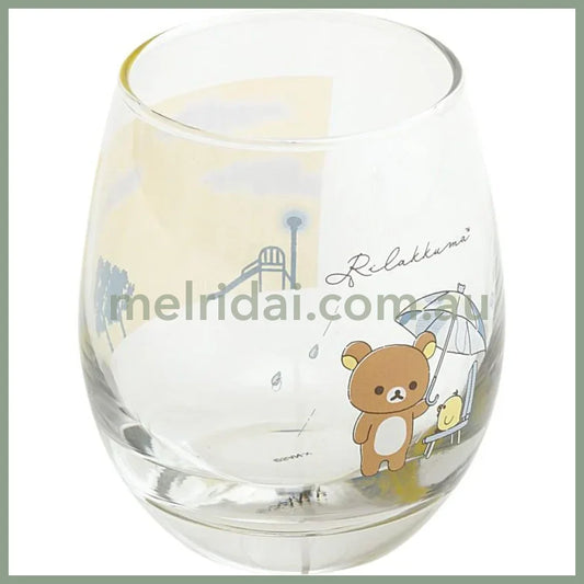 SAN-X | Rilakkuma Swaying Glass Tumbler Cup 95×Φ80mm (Umbrella Rain then Sunny)