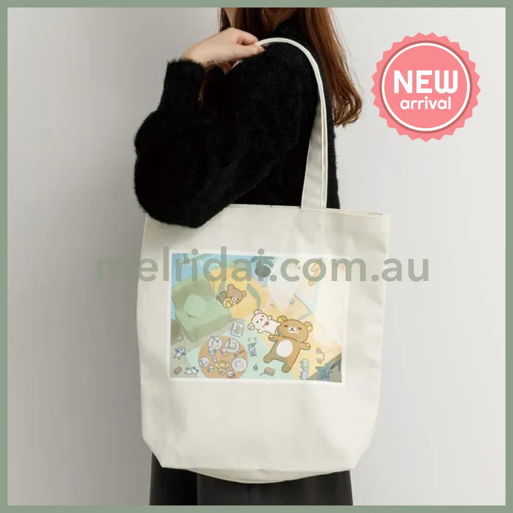 SAN-X | Rilakkuma Tote Bag White 400×390×100mm (Stay With Me)
