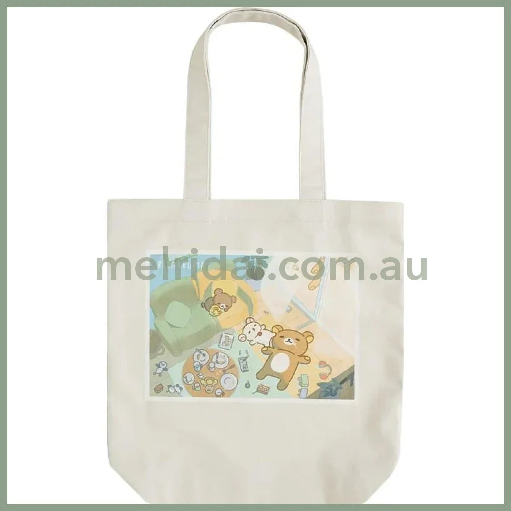 SAN-X | Rilakkuma Tote Bag White 400×390×100mm (Stay With Me)