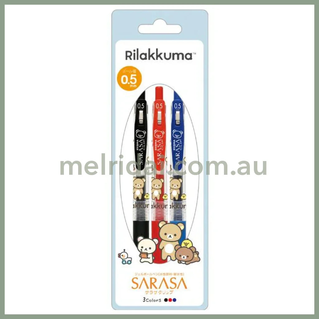 San-X | Sarasa Clip Rilakkuma Gel Pen 0.5Mm Set Of Three