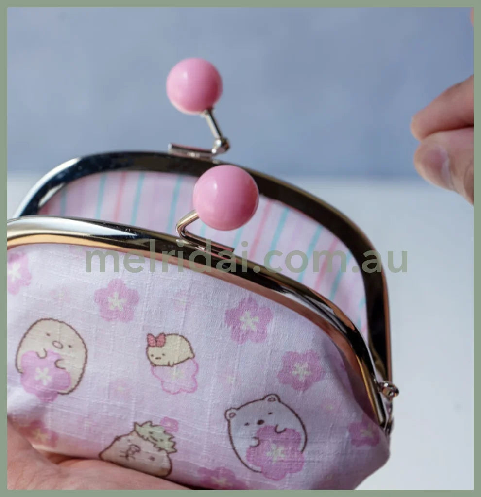 San - X | Sumikko Gurashi Clasp Purse Sakura Limited W120×H90×D40Mm (L) 角落生物 粉色樱花口金包/零钱包/硬币包(大号)