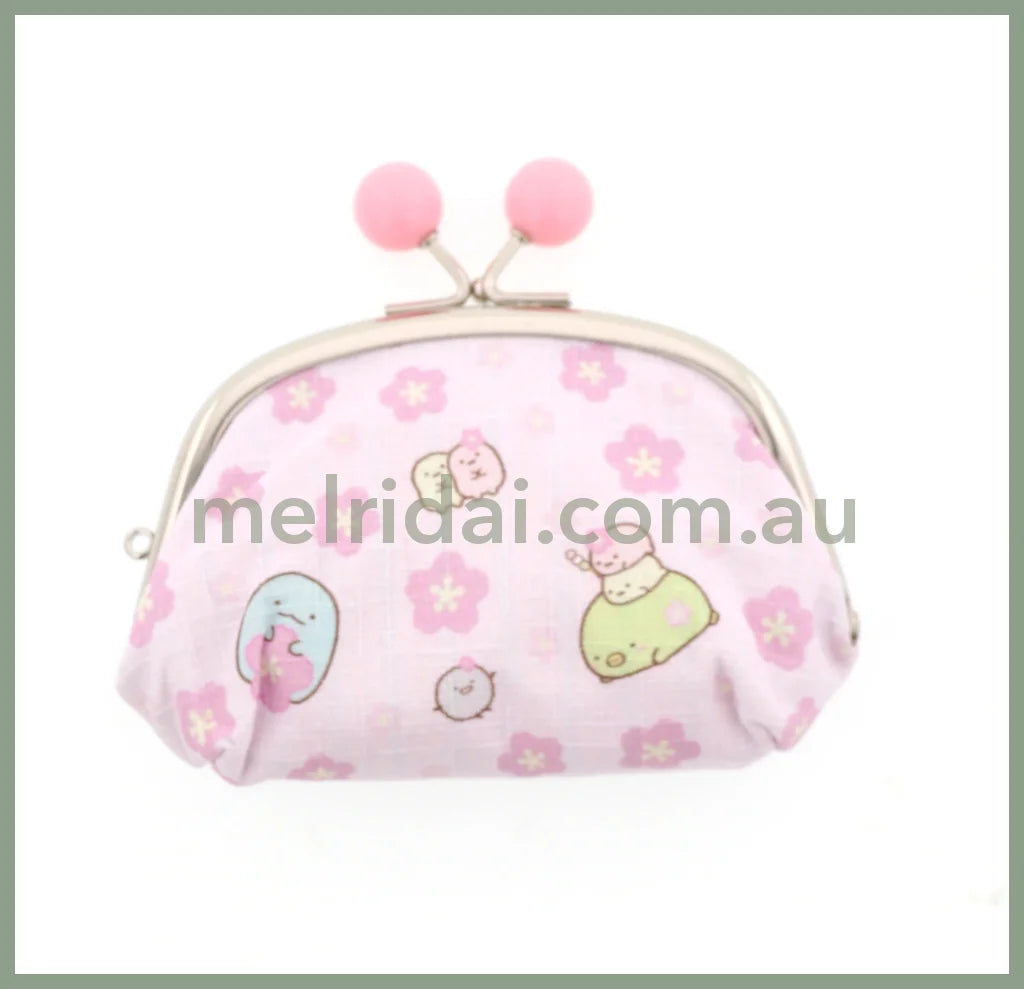 San - X | Sumikko Gurashi Clasp Purse Sakura Limited W120×H90×D40Mm (L) 角落生物 粉色樱花口金包/零钱包/硬币包(大号)