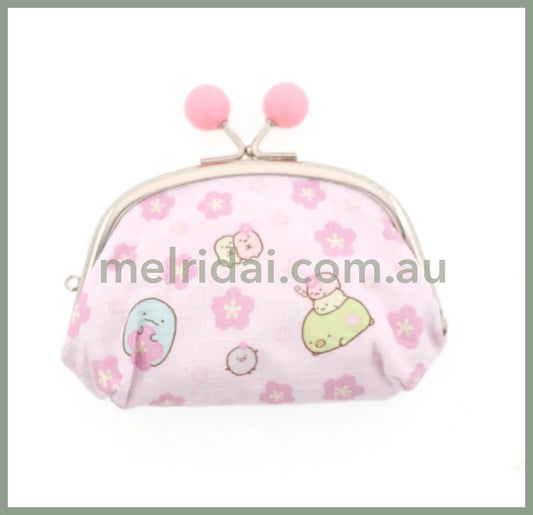 San - X | Sumikko Gurashi Clasp Purse Sakura Limited W120×H90×D40Mm (L) 角落生物 粉色樱花口金包/零钱包/硬币包(大号)