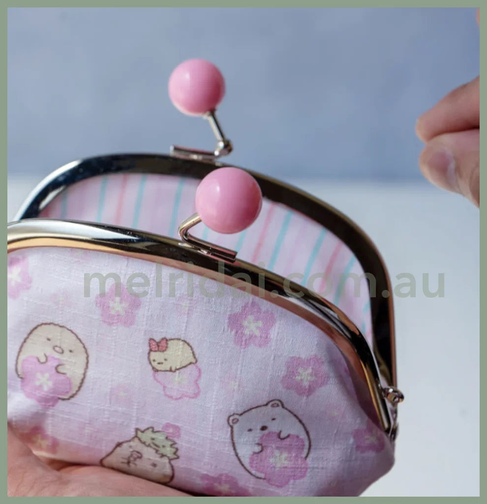 San - X | Sumikko Gurashi Clasp Purse Sakura Limited W120×H90×D40Mm (L) 角落生物 粉色樱花口金包/零钱包/硬币包（大号）
