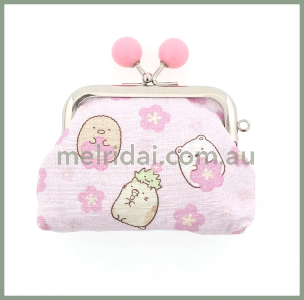 San - X | Sumikko Gurashi Clasp Purse Sakura Limited W90×H70×D20Mm (S) 角落生物 粉色樱花口金包/零钱包/硬币包(小号)