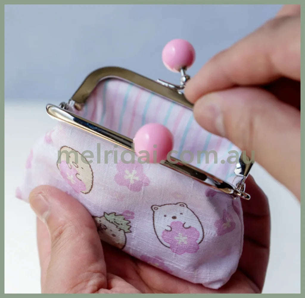 San - X | Sumikko Gurashi Clasp Purse Sakura Limited W90×H70×D20Mm (S) 角落生物 粉色樱花口金包/零钱包/硬币包(小号)