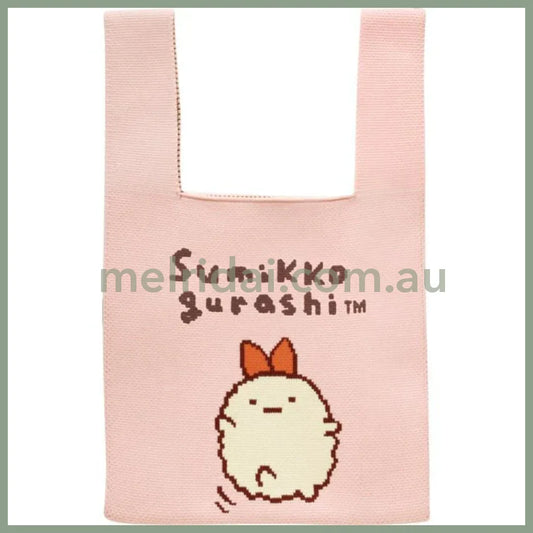SAN-X | Sumikko Gurashi Ebifurai no Shippo Jacquard Woven Mini Tote Bag Knit Bag 360×200mm(Basic Rilakkuma Flower)
