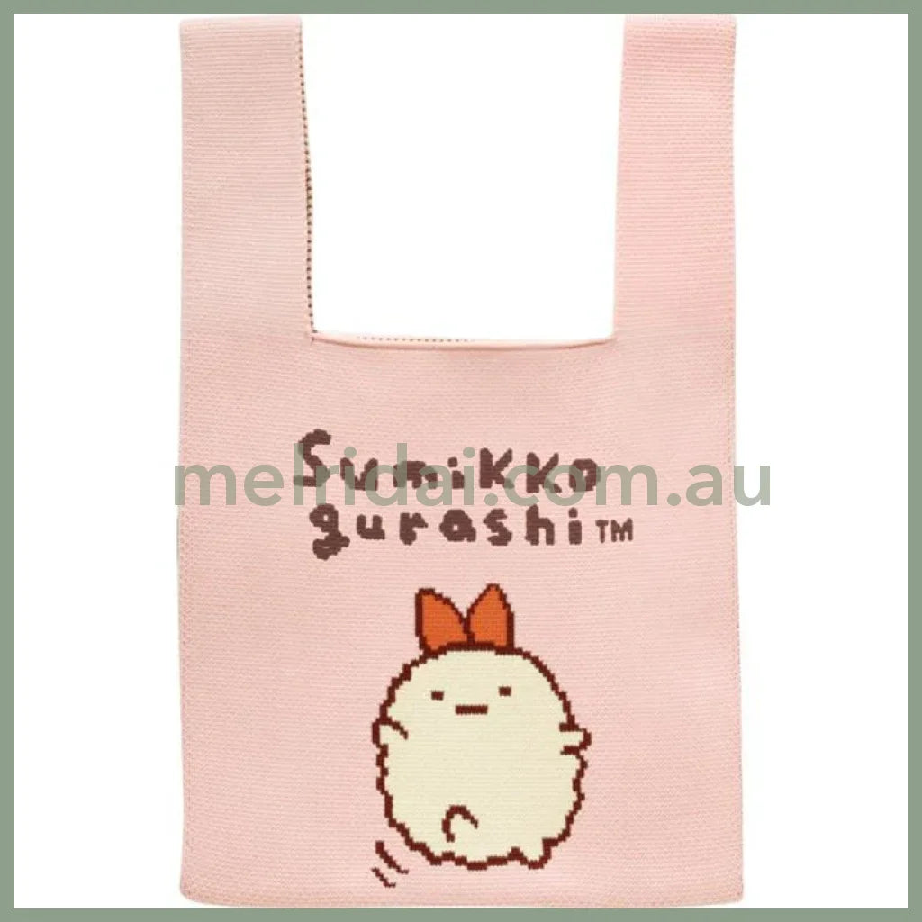 SAN-X | Sumikko Gurashi Ebifurai no Shippo Jacquard Woven Mini Tote Bag Knit Bag 360×200mm(Basic Rilakkuma Flower)