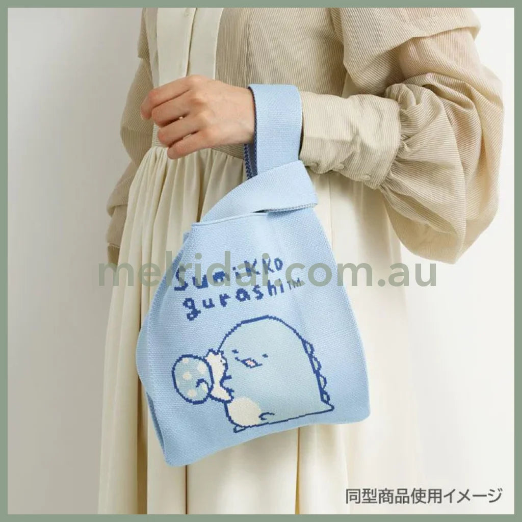 SAN-X | Sumikko Gurashi Ebifurai no Shippo Jacquard Woven Mini Tote Bag Knit Bag 360×200mm(Basic Rilakkuma Flower)