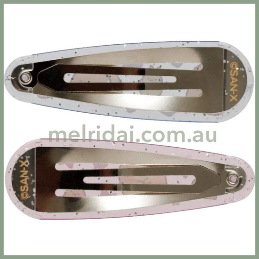 SAN-X | Sumikko Gurashi Ebifurai No Shippo & Tonkatsu Hair Clip HairPin Set of Two Clear Different Colors with Glitter