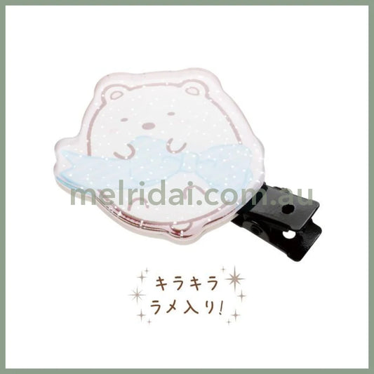 SAN-X | Sumikko Gurashi Hair Clip Set Bangs Clip Set 130×80mm (Ribbon Glitter Shirokuma & Tokage)