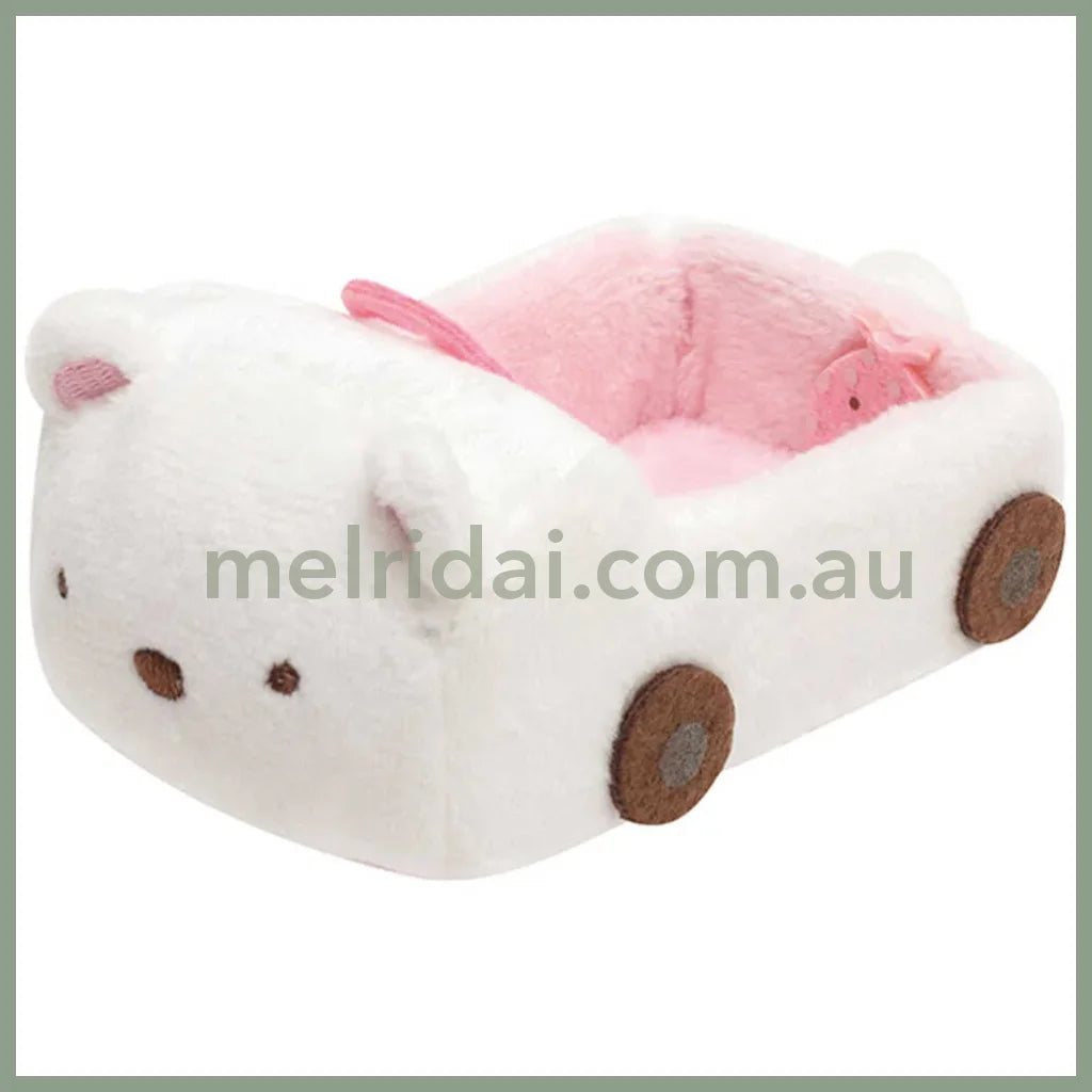 San - X | Sumikko Gurashi Mini Plush Car (Polar Bear) 4 - 5Cm 角落生物 迷你毛绒小车 场景玩具(白熊)Chiikawa宝宝可坐