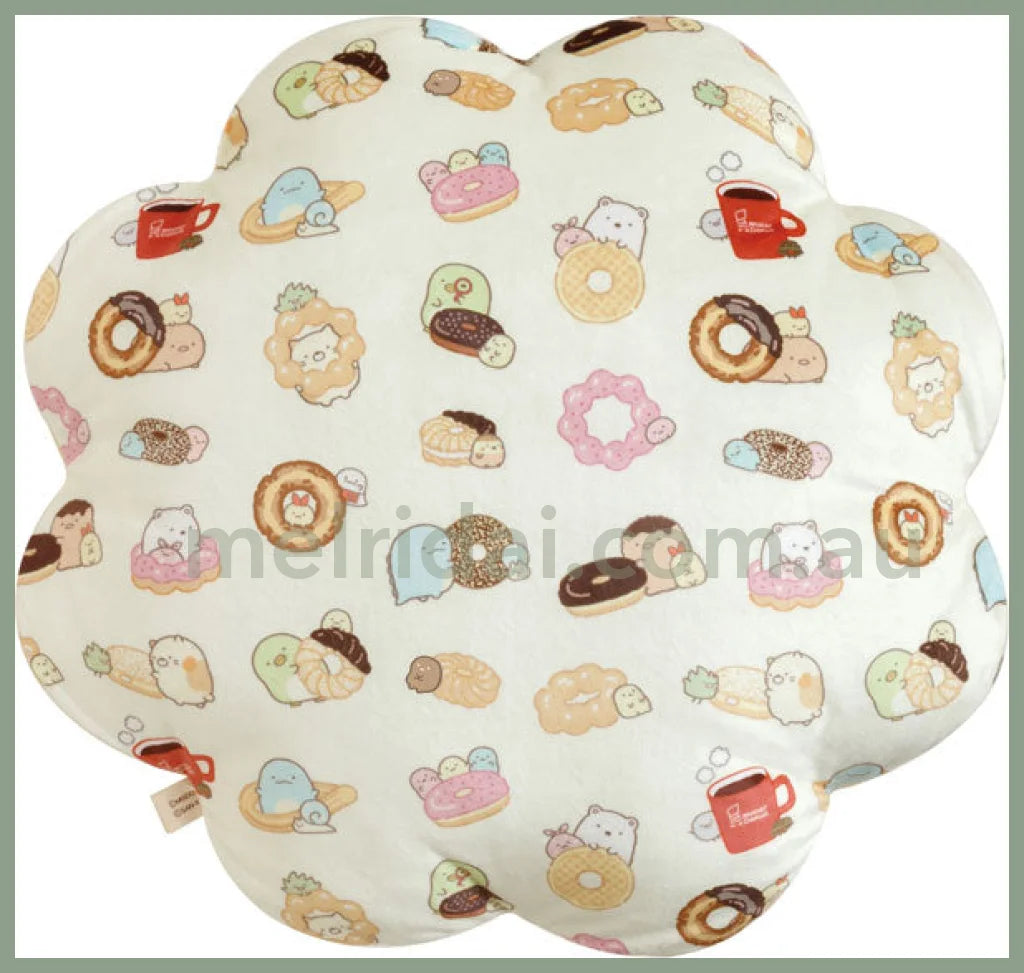 San - X | Sumikko Gurashi X Mister Donut Cushion 380×380×110Mm 角落生物 甜甜圈合作款 花瓣抱枕/靠垫