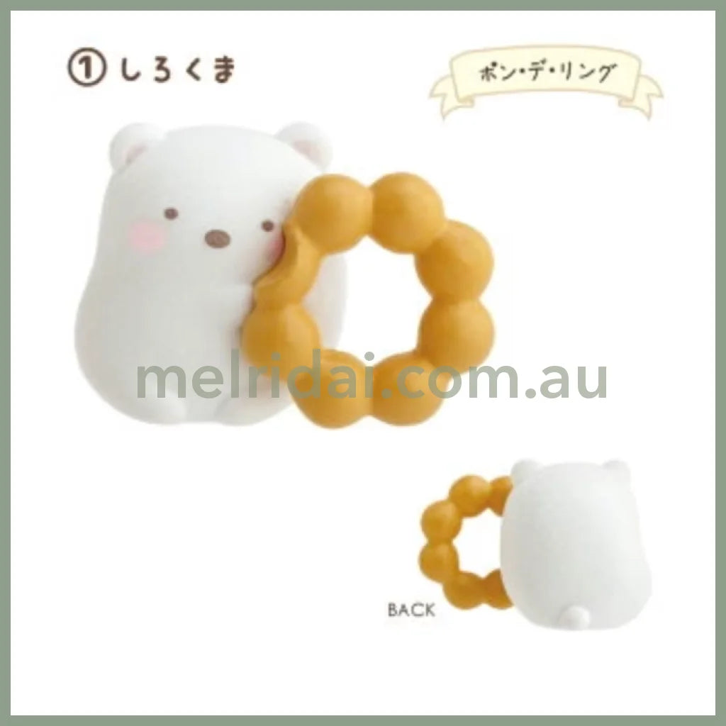 San-X | Sumikko Gurashi X Mister Donut Petit Mascot 36 38 21 Mm 角落生物 甜甜圈系列 植绒摆件/玩偶摆件 Shirokuma 白熊