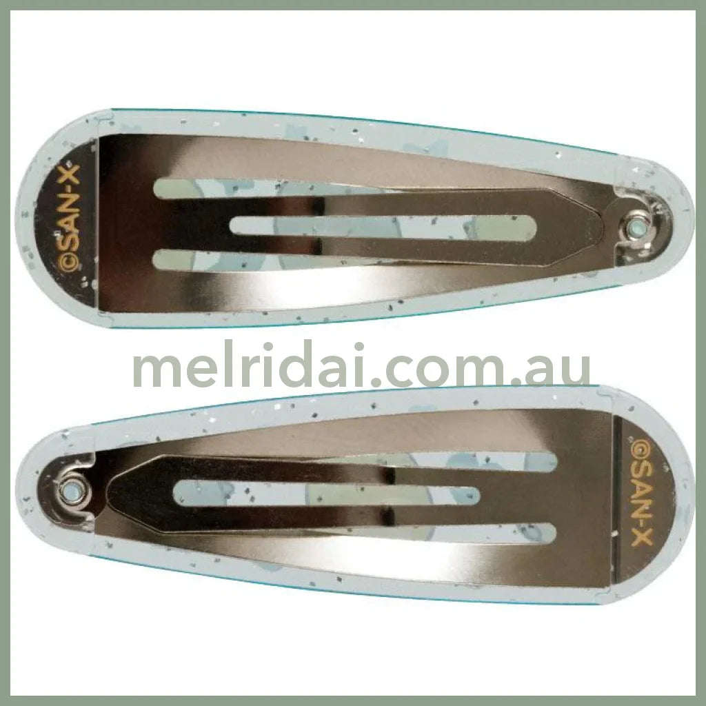 SAN-X | Sumikko Gurashi Penguin ? & Tokage Lizard Hair Clip HairPin Set of Two Clear Different Colors with Glitter 20 x