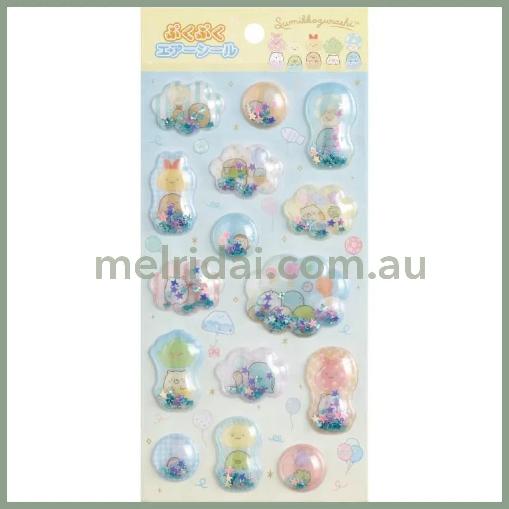 SAN-X | Sumikko Gurashi Puku Puku Air Sticker Shake Shake Capsule Seal - Blue Yellow 200×95mm (Balloon Sky)