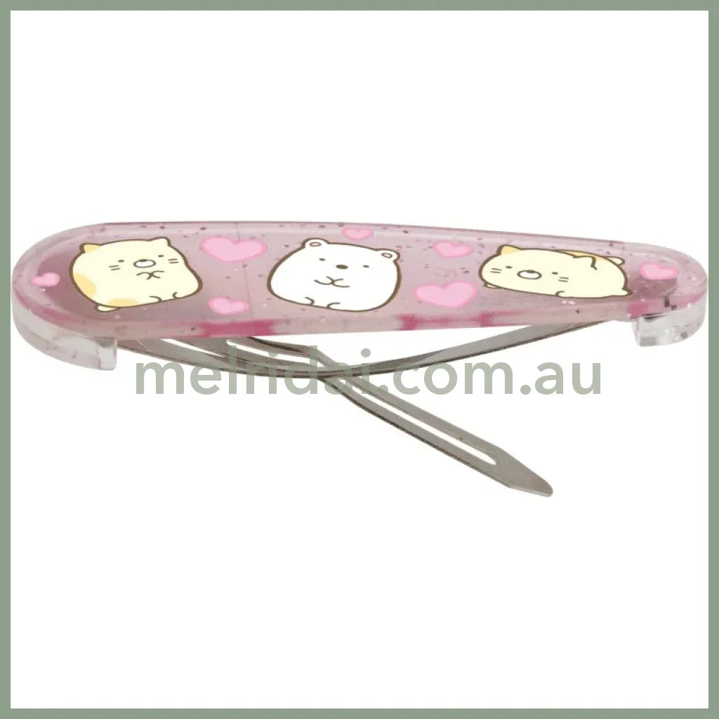 SAN-X | Sumikko Gurashi ShiroKuma & Neko Hair Clip HairPin Set of Two Clear Different Colors with Glitter 20 x 55 mm