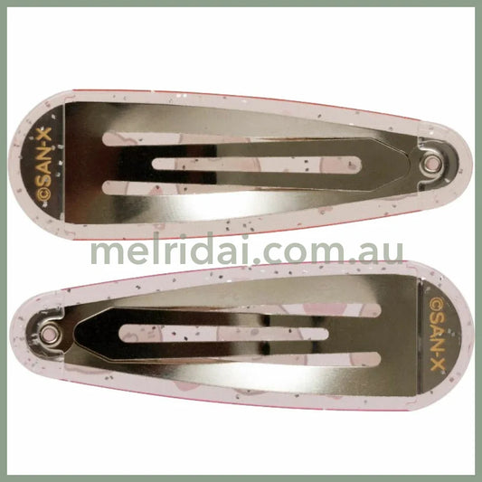 SAN-X | Sumikko Gurashi ShiroKuma & Neko Hair Clip HairPin Set of Two Clear Different Colors with Glitter 20 x 55 mm