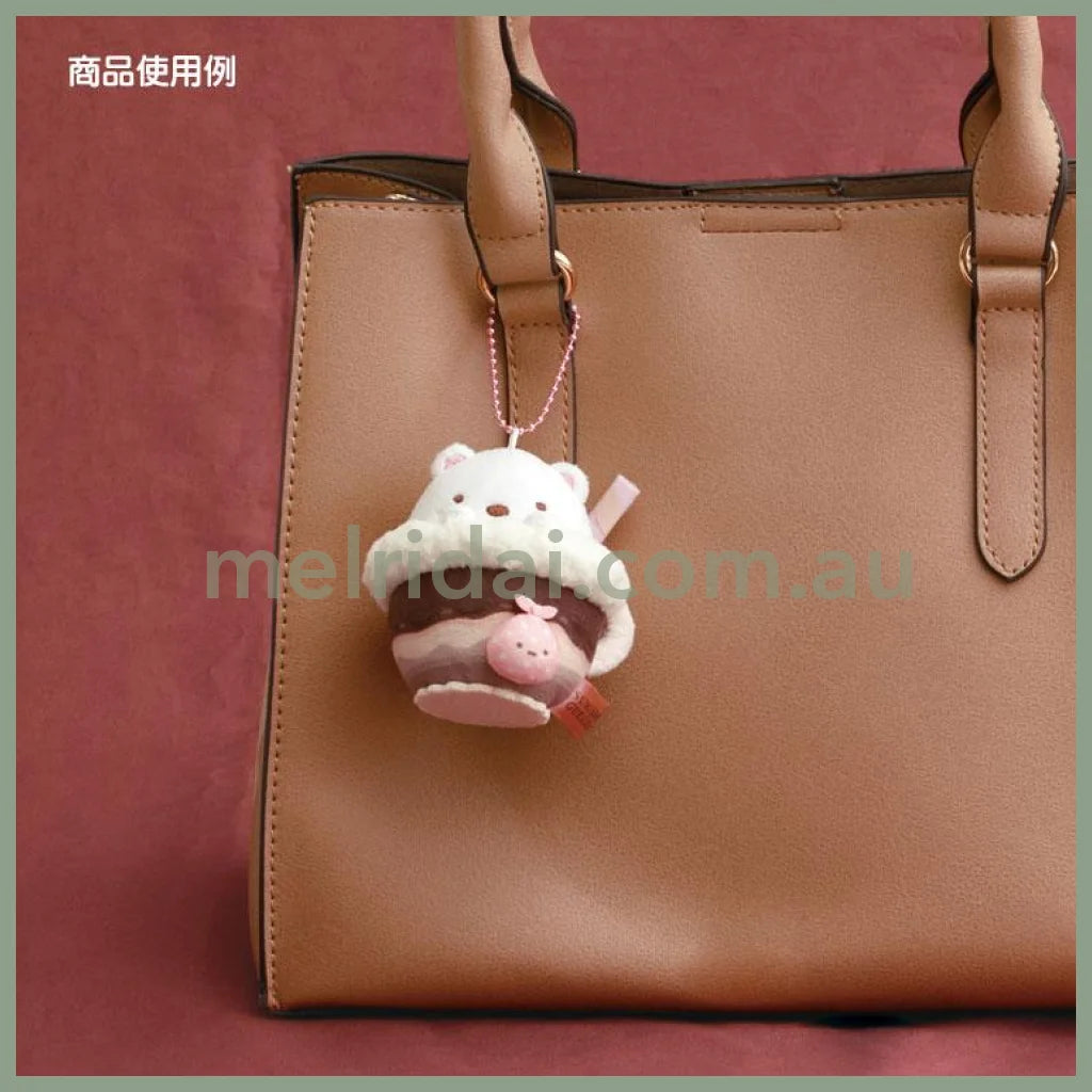 SAN-X | Sumikko Gurashi Shirokuma Strawberry Hanging Plush Keychain 105×65×65mm (Chocolate Fair at Sumikko Cafe)