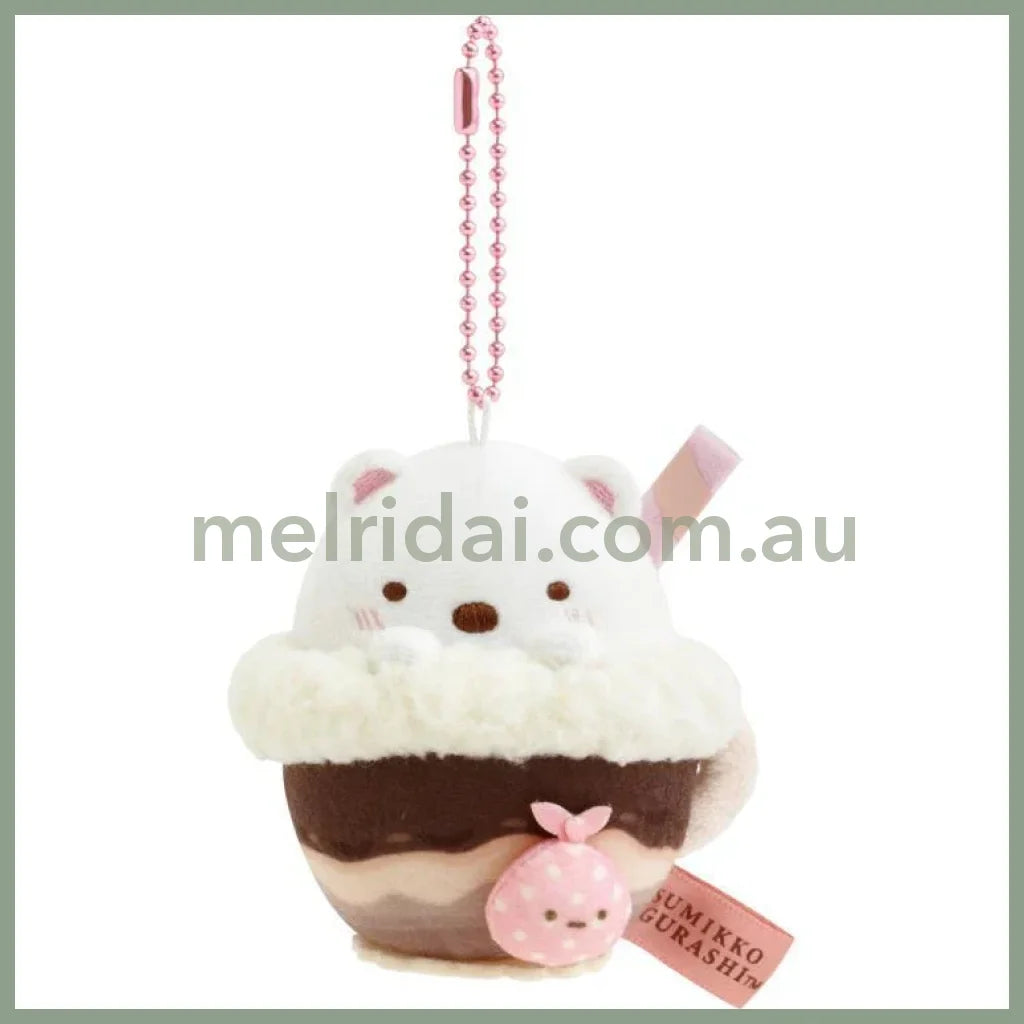 SAN-X | Sumikko Gurashi Shirokuma Strawberry Hanging Plush Keychain 105×65×65mm (Chocolate Fair at Sumikko Cafe)