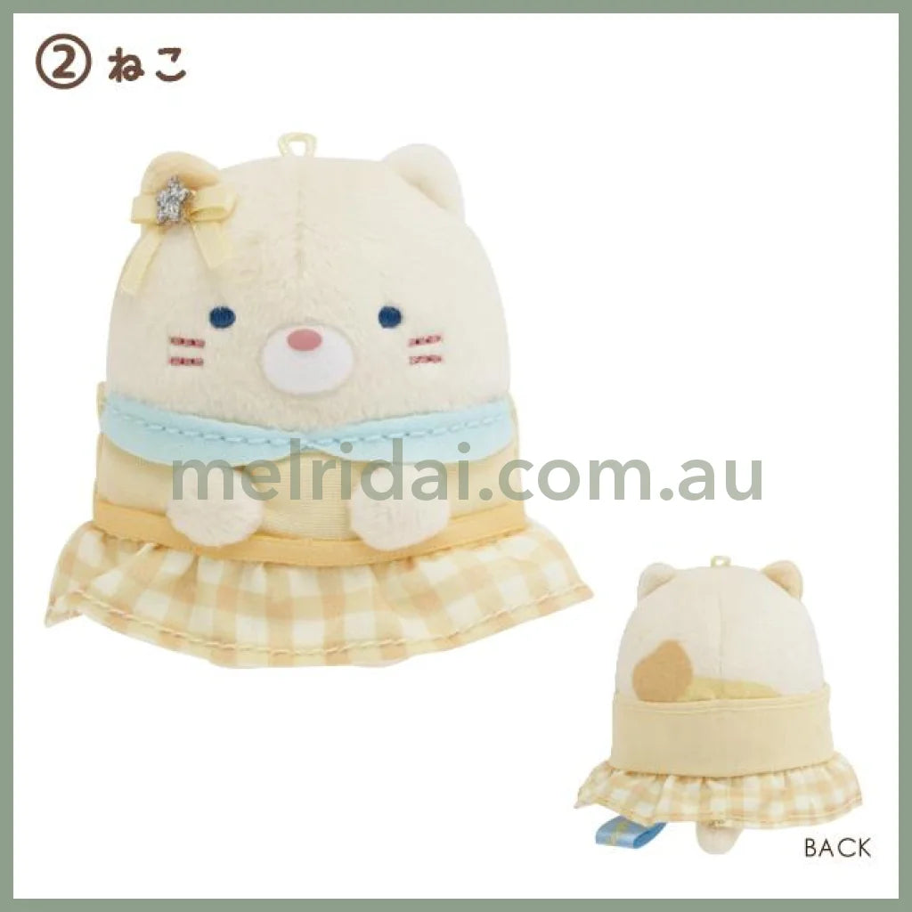 SAN-X | Sumikko Gurashi Tenori Plush Toy 60mm Approx. (Dreaming Idol Gingham Angel Wings) 2. Neko 猫咪