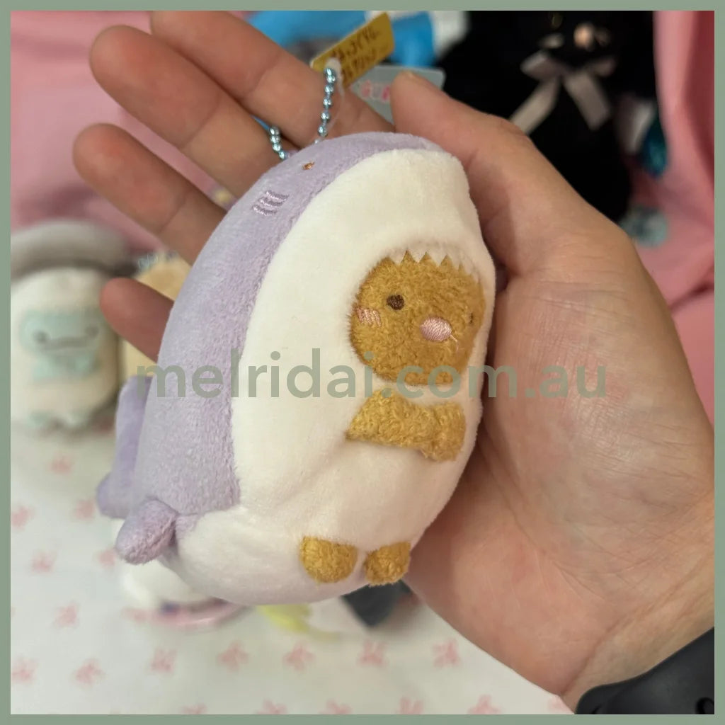 SAN-X | Sumikko Gurashi Tonkatsu - Shark Mascot Holder Ball Chain Keychain Bag Charm Plush (Aquarium Limited)