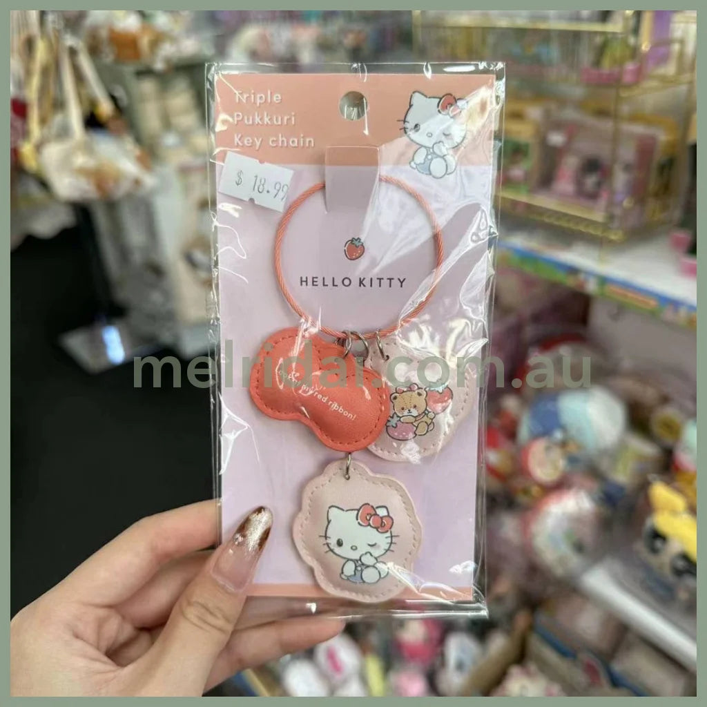 Sanrio | 3-Row Keychain/Key Ring/Key Holder Hello Kitty H140×W80×D15Mm