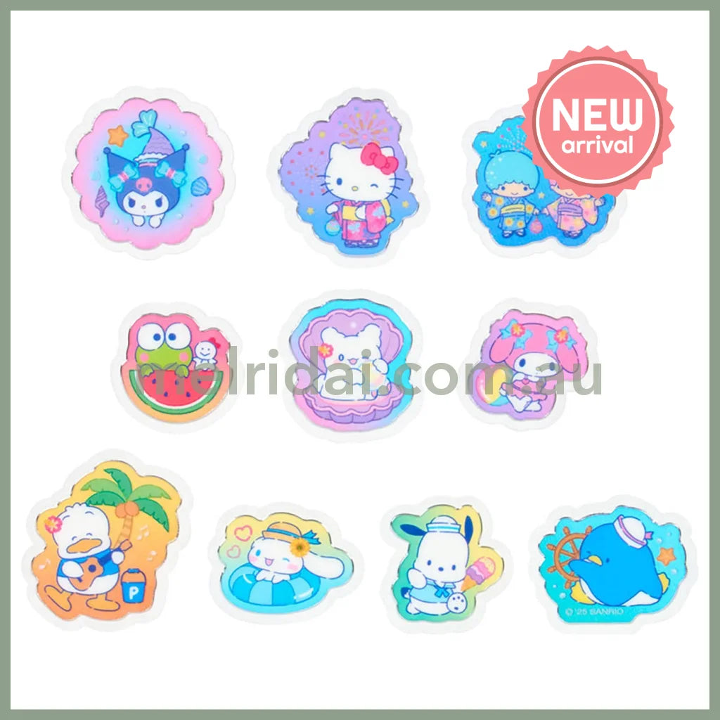 SANRIO | Characters Summer Stickers with Zipper Case 12.4 x 8.9 x 1cm (Cream Soda)