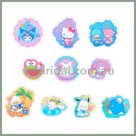 SANRIO | Characters Summer Stickers with Zipper Case 12.4 x 8.9 x 1cm (Cream Soda)