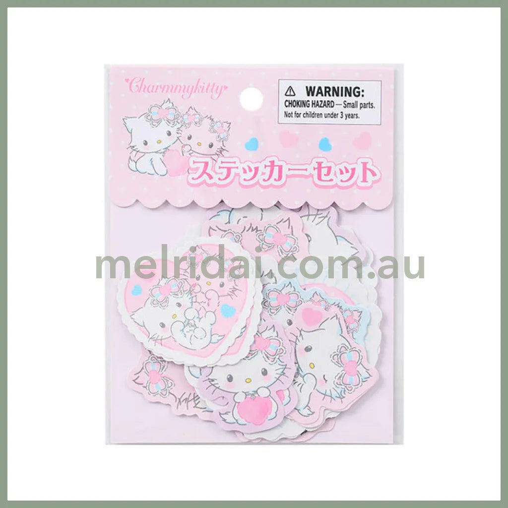 Sanrio | Charmmy Kitty Sticker Set 12×9.5×11Cm (Heisei-Born Character Fluffy Heart)