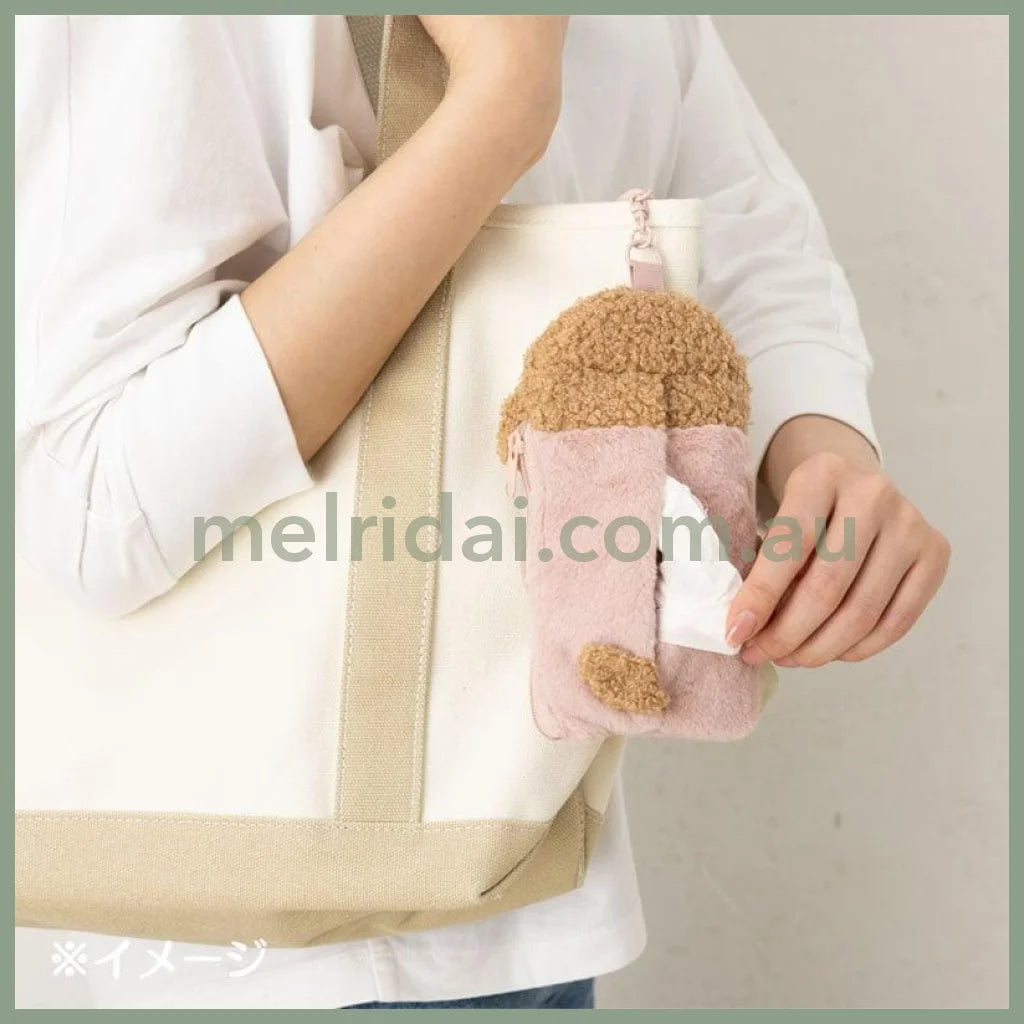 SANRIO | Chihuahua Fluffy Card Holder & Tissue Pouch Keychain 9.2×6.6cm (Always Together My Pet)