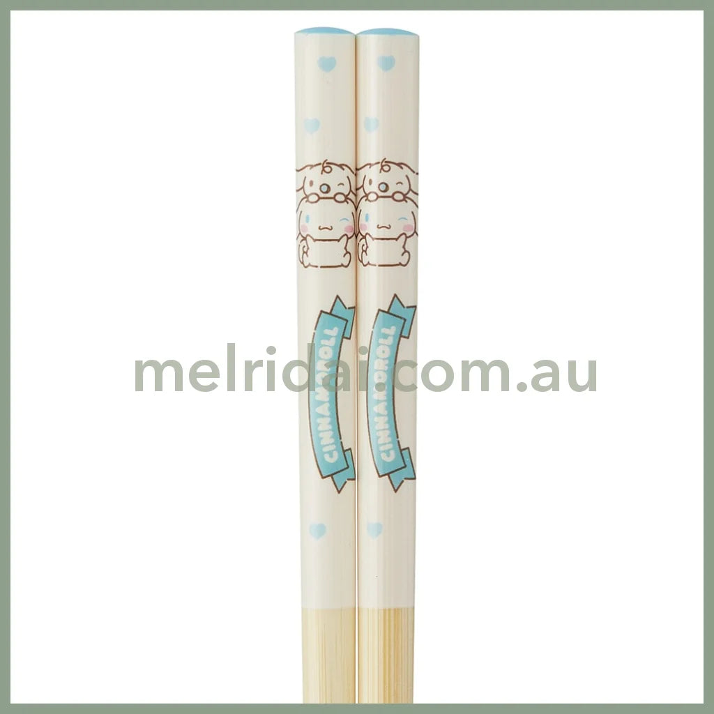 SANRIO | Cinnamoroll Ceramic Bowl 600ml and Bamboo chopsticks Set 21cm (Bowl - Dishwasher Safe)