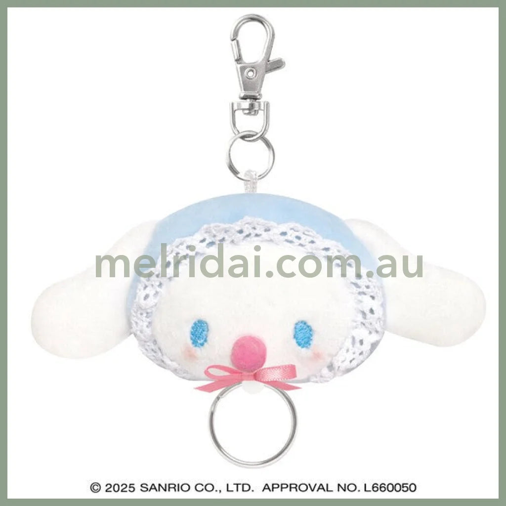 SANRIO | Cinnamoroll Face Shape Mascot Holder Plush Keychain Bag Charm with Reel H130×W120×D40mm (Baby)