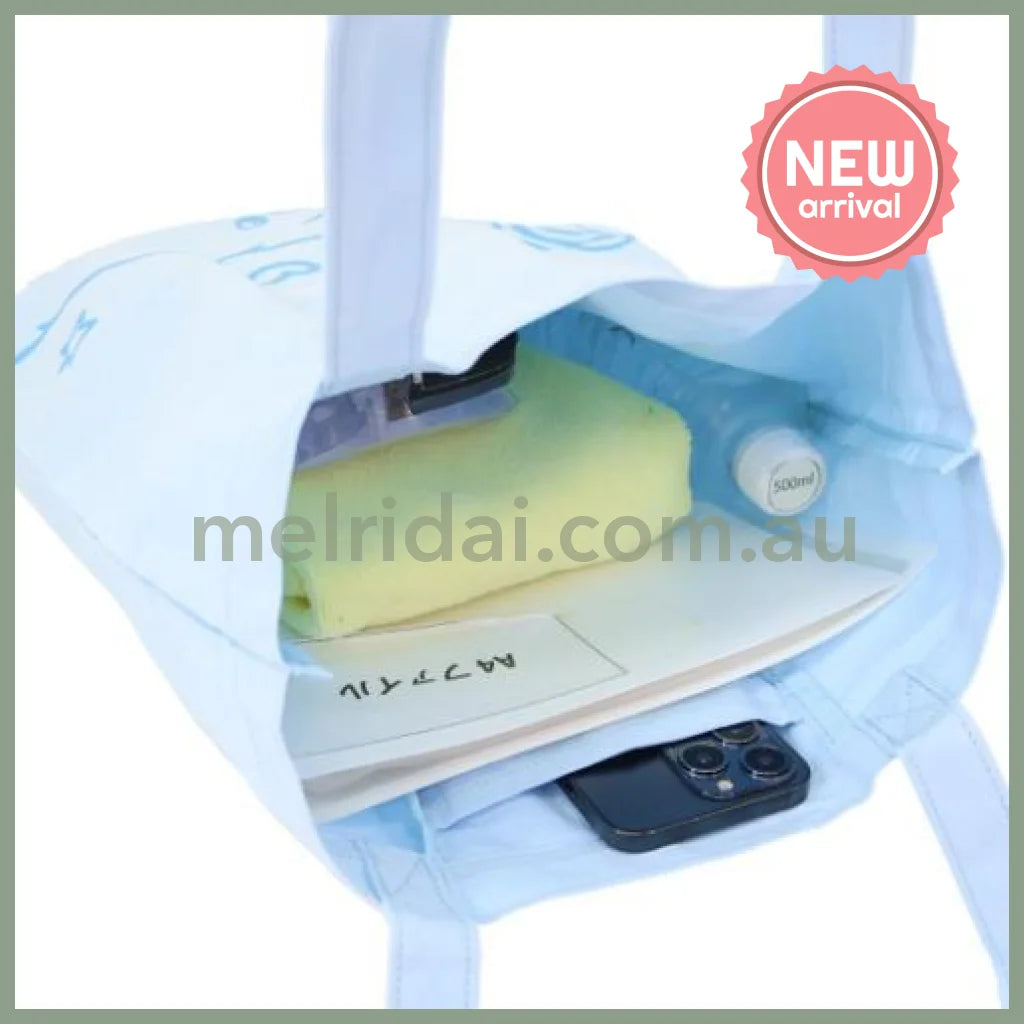SANRIO | Cinnamoroll Foldable Tote Bag With Pouch Carabiner (Heart pounding Memories Heisei Retro)